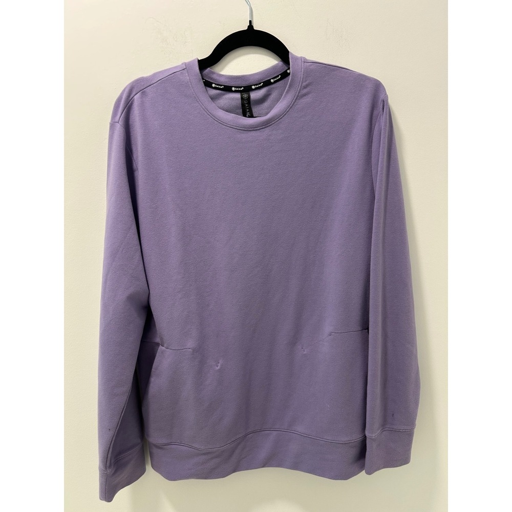 Gaiam Womens Purple Crew Neck Active Sweatshirt Pockets Size M
